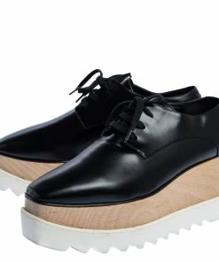 Hot Sale ⭐ Stella McCartney Black Faux Leather Elyse Platform Derby 👟 Sneakers Size 38.5 For 👩 Women 👏 -Stella McCartney Shop luxury women stella mccartney used shoes p320252 008