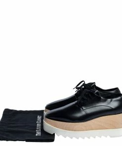 Hot Sale ⭐ Stella McCartney Black Faux Leather Elyse Platform Derby 👟 Sneakers Size 38.5 For 👩 Women 👏 -Stella McCartney Shop luxury women stella mccartney used shoes p320252 009