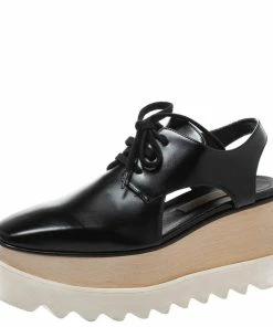 Best reviews of ❤️ Stella McCartney Black Faux Leather Elyse Cutout Platform Derby Size 35.5 For 👩 Women 🤩
