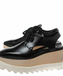 Best reviews of ❤️ Stella McCartney Black Faux Leather Elyse Cutout Platform Derby Size 35.5 For 👩 Women 🤩 -Stella McCartney Shop luxury women stella mccartney used shoes p326802 008