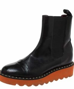 Outlet ๐ Stella Mccartney Black Glossy Faux Leather Odette Mid Length ๐ฅพ Boots Size 36 For ๐ฉ Women ๐
