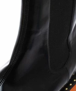 Outlet 🎁 Stella Mccartney Black Glossy Faux Leather Odette Mid Length 🥾 Boots Size 36 For 👩 Women 🔔 -Stella McCartney Shop luxury women stella mccartney used shoes p328242 006