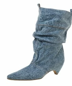 Cheapest ⭐ Stella McCartney Grey Denim Pointed Toe Mid Calf 🥾 Boots Size 40 For 👩 Women 🧨
