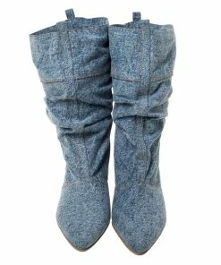 Cheapest ⭐ Stella McCartney Grey Denim Pointed Toe Mid Calf 🥾 Boots Size 40 For 👩 Women 🧨 -Stella McCartney Shop luxury women stella mccartney used shoes p328408 004