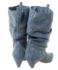 Cheapest ⭐ Stella McCartney Grey Denim Pointed Toe Mid Calf 🥾 Boots Size 40 For 👩 Women 🧨 -Stella McCartney Shop luxury women stella mccartney used shoes p328408 005