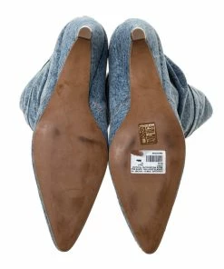 Cheapest ⭐ Stella McCartney Grey Denim Pointed Toe Mid Calf 🥾 Boots Size 40 For 👩 Women 🧨 -Stella McCartney Shop luxury women stella mccartney used shoes p328408 006