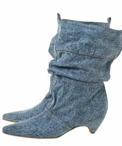 Cheapest ⭐ Stella McCartney Grey Denim Pointed Toe Mid Calf 🥾 Boots Size 40 For 👩 Women 🧨 -Stella McCartney Shop luxury women stella mccartney used shoes p328408 008