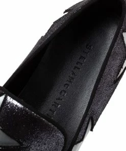 Wholesale 🧨 Stella McCartney Black Shimmery Faux Leather And Grey Satin Binx Star Platform Slip On 👟 Sneakers Size 37 For 👩 Women 💯 -Stella McCartney Shop luxury women stella mccartney used shoes p328603 004