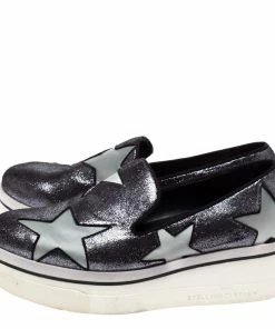 Wholesale 🧨 Stella McCartney Black Shimmery Faux Leather And Grey Satin Binx Star Platform Slip On 👟 Sneakers Size 37 For 👩 Women 💯 -Stella McCartney Shop luxury women stella mccartney used shoes p328603 008