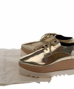 Best deal 👏 Stella McCartney Metallic Gold Faux Leather Elyse Platform Derby 👟 Sneakers Size 40.5 For 👩 Women 🥰 -Stella McCartney Shop luxury women stella mccartney used shoes p328890 008