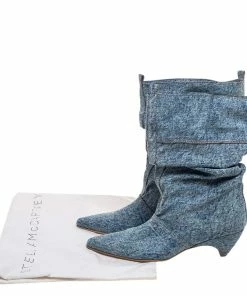 Best deal ⌛ Stella McCartney Blue Crease Denim Mid Length 🥾 Boots Size 39 For 👩 Women 🔔 -Stella McCartney Shop luxury women stella mccartney used shoes p328893 001