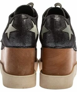 Outlet 🛒 Stella McCartney Metallic Black Faux Leather Star Platform Derby Size 40 For 👩 Women 🥰 -Stella McCartney Shop luxury women stella mccartney used shoes p333503 1601442248 005