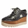 Outlet 🛒 Stella McCartney Metallic Black Faux Leather Star Platform Derby Size 40 For 👩 Women 🥰 -Stella McCartney Shop luxury women stella mccartney used shoes p333503 1601442254 006