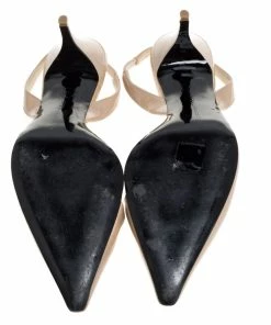 Best Pirce 👏 Stella McCartney Beige Faux Patent Leather Slingback Pumps Size 37.5 For 👩 Women 🌟 -Stella McCartney Shop luxury women stella mccartney used shoes p333676 001