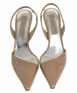 Best Pirce 👏 Stella McCartney Beige Faux Patent Leather Slingback Pumps Size 37.5 For 👩 Women 🌟 -Stella McCartney Shop luxury women stella mccartney used shoes p333676 002