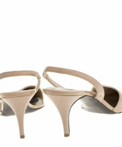 Best Pirce 👏 Stella McCartney Beige Faux Patent Leather Slingback Pumps Size 37.5 For 👩 Women 🌟 -Stella McCartney Shop luxury women stella mccartney used shoes p333676 003