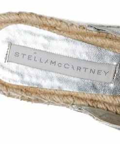 Cheap ⭐ Stella McCartney Metallic Glitter Faux Leather Cross Strap Espadrille Flats Size 37 For 👩 Women 🔔 -Stella McCartney Shop luxury women stella mccartney used shoes p335944 005