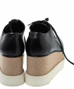 Hot Sale 🤩 Stella McCartney Black Faux Patent Leather Elyse Platform Derby Size 37 For 👩 Women 😉 -Stella McCartney Shop luxury women stella mccartney used shoes p339374 004