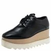 Hot Sale 🤩 Stella McCartney Black Faux Patent Leather Elyse Platform Derby Size 37 For 👩 Women 😉 -Stella McCartney Shop luxury women stella mccartney used shoes p339374 007