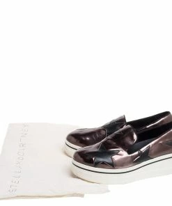 Hot Sale 👍 Stella McCartney Black/Brown Faux Leather Binx Star Platform Slip On 👟 Sneakers Size 38 For 👩 Women 👍 -Stella McCartney Shop luxury women stella mccartney used shoes p349661 002