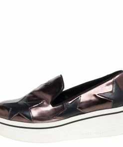 Hot Sale 👍 Stella McCartney Black/Brown Faux Leather Binx Star Platform Slip On 👟 Sneakers Size 38 For 👩 Women 👍 -Stella McCartney Shop luxury women stella mccartney used shoes p349661 007