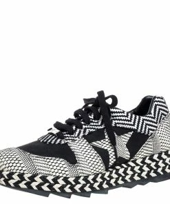 Wholesale ⭐ Stella McCartney Monochrome Faux Suede And Woven Straw/Tweed Macy Star Trainers 👟 Sneakers Size 38 For 👩 Women 👍