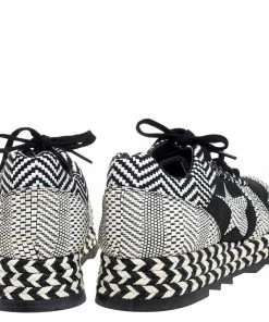 Wholesale ⭐ Stella McCartney Monochrome Faux Suede And Woven Straw/Tweed Macy Star Trainers 👟 Sneakers Size 38 For 👩 Women 👍 -Stella McCartney Shop luxury women stella mccartney used shoes p356602 006