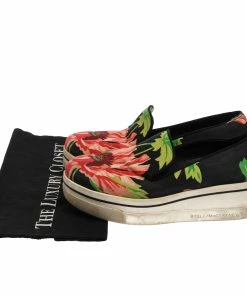 Deals 🔥 Stella McCartney Black Floral Printed Canvas Slip On 👟 Sneakers Size 37 For 👩 Women ✨ -Stella McCartney Shop luxury women stella mccartney used shoes p359698 008 scaled