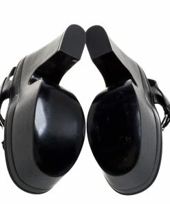 Promo 🛒 Stella McCartney Black Faux Leather Buckle Block Heel Platform 🩴 Sandals Size 38 For 👩 Women 🛒 -Stella McCartney Shop luxury women stella mccartney used shoes p361547 001