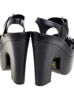 Promo 🛒 Stella McCartney Black Faux Leather Buckle Block Heel Platform 🩴 Sandals Size 38 For 👩 Women 🛒 -Stella McCartney Shop luxury women stella mccartney used shoes p361547 003