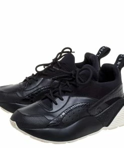 Best Pirce 👏 Stella McCartney Black Faux Suede And Embossed Leather Eclypse Low Top 👟 Sneakers Size 39 For 👩 Women ❤️ -Stella McCartney Shop luxury women stella mccartney used shoes p362076 002