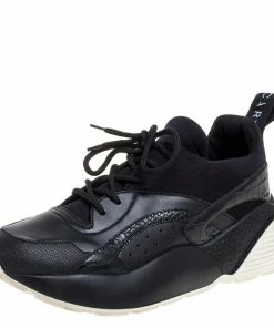 Best Pirce 👏 Stella McCartney Black Faux Suede And Embossed Leather Eclypse Low Top 👟 Sneakers Size 39 For 👩 Women ❤️