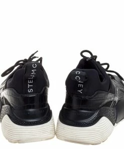 Best Pirce 👏 Stella McCartney Black Faux Suede And Embossed Leather Eclypse Low Top 👟 Sneakers Size 39 For 👩 Women ❤️ -Stella McCartney Shop luxury women stella mccartney used shoes p362076 007