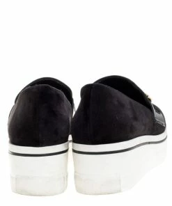 Promo 😉 Stella McCartney Black Faux Suede Chain Embellished Platform Slip On 👟 Sneakers Size 39 For 👩 Women 🌟 -Stella McCartney Shop luxury women stella mccartney used shoes p364492 003