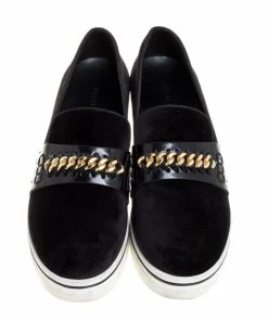 Promo 😉 Stella McCartney Black Faux Suede Chain Embellished Platform Slip On 👟 Sneakers Size 39 For 👩 Women 🌟 -Stella McCartney Shop luxury women stella mccartney used shoes p364492 004