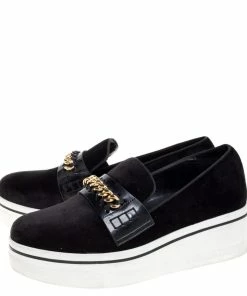 Promo 😉 Stella McCartney Black Faux Suede Chain Embellished Platform Slip On 👟 Sneakers Size 39 For 👩 Women 🌟 -Stella McCartney Shop luxury women stella mccartney used shoes p364492 007