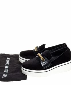 Promo 😉 Stella McCartney Black Faux Suede Chain Embellished Platform Slip On 👟 Sneakers Size 39 For 👩 Women 🌟 -Stella McCartney Shop luxury women stella mccartney used shoes p364492 008