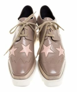 Buy 😀 Stella McCartney Beige Faux Leather Elyse Star Platform Lace Up Derby Size 35.5 For 👩 Women 🎁 -Stella McCartney Shop luxury women stella mccartney used shoes p364635 003