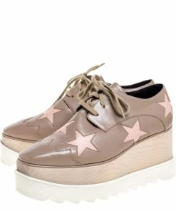 Buy 😀 Stella McCartney Beige Faux Leather Elyse Star Platform Lace Up Derby Size 35.5 For 👩 Women 🎁 -Stella McCartney Shop luxury women stella mccartney used shoes p364635 007