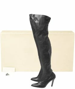 Deals 💯 Stella McCartney Black Faux Leather Thigh High 🥾 Boots Size 38 For 👩 Women 💯 -Stella McCartney Shop luxury women stella mccartney used shoes p364809 001