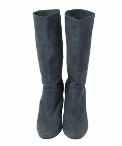 Outlet 🔔 Stella McCartney Navy Blue Faux Suede 🥾 Boots Size 38 For 👩 Women 🔔 -Stella McCartney Shop luxury women stella mccartney used shoes p366757 005