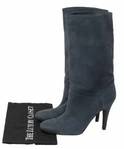 Outlet 🔔 Stella McCartney Navy Blue Faux Suede 🥾 Boots Size 38 For 👩 Women 🔔 -Stella McCartney Shop luxury women stella mccartney used shoes p366757 009