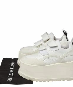 Coupon 🛒 Stella McCartney White Faux Leather And Suede Eclypse Platform 👟 Sneakers Size 36.5 For 👩 Women 💯 -Stella McCartney Shop luxury women stella mccartney used shoes p368436 001