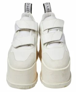 Coupon 🛒 Stella McCartney White Faux Leather And Suede Eclypse Platform 👟 Sneakers Size 36.5 For 👩 Women 💯 -Stella McCartney Shop luxury women stella mccartney used shoes p368436 003