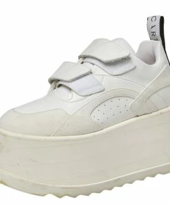 Coupon 🛒 Stella McCartney White Faux Leather And Suede Eclypse Platform 👟 Sneakers Size 36.5 For 👩 Women 💯