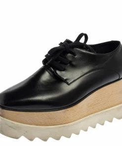 Budget ๐ Stella McCartney Black Faux Leather Elyse Platform Derby Size 35 For ๐ฉ Women โญ