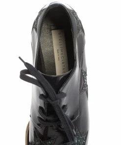 Best Pirce 🔥 Stella McCartney Blue Faux Patent Leather And Glitter Elyse Star Platform Derby 👟 Sneakers Size 37 For 👩 Women 🌟 -Stella McCartney Shop luxury women stella mccartney used shoes p371965 004 scaled