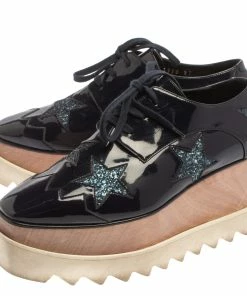 Best Pirce 🔥 Stella McCartney Blue Faux Patent Leather And Glitter Elyse Star Platform Derby 👟 Sneakers Size 37 For 👩 Women 🌟 -Stella McCartney Shop luxury women stella mccartney used shoes p371965 006 scaled