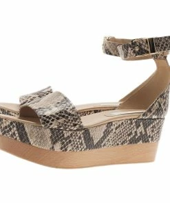 Best Pirce ✨ Stella McCartney Beige Faux Python Ankle Strap Wedges Size 40 For 👩 Women ⌛ -Stella McCartney Shop luxury women stella mccartney used shoes p372 004