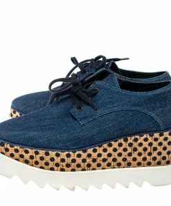 Discount ⌛ Stella McCartney Blue Denim Fabric Cork Platform 👟 Sneakers Size 38 For 👩 Women 👍 -Stella McCartney Shop luxury women stella mccartney used shoes p373079 006